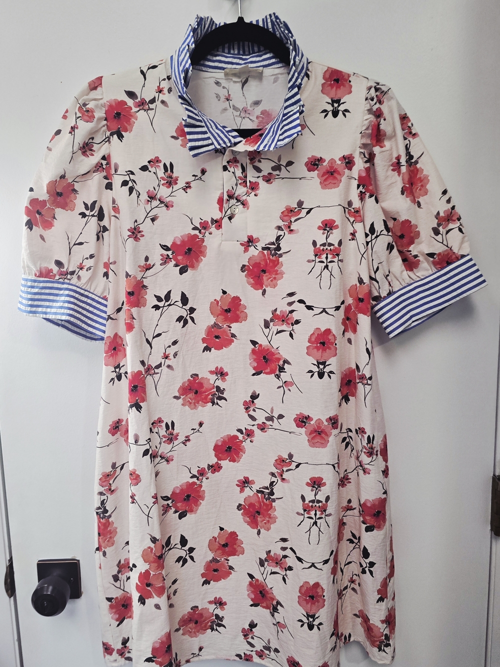Entro Womens Floral Collar Shift Minidress-Med Boutique